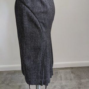 Wool tweed pencil skirt with kick pleats